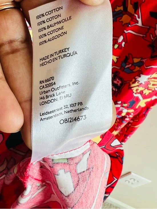 Anthropologie Maeve Somerset Maxi Dress M in Red Geo Floral Print Cotton Dress - Picture 8 of 11